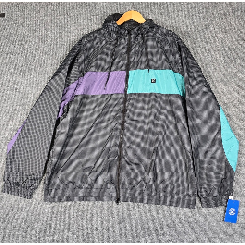 NEW Hurley 90s‎  Windbreaker Hooded Jacket  XXL